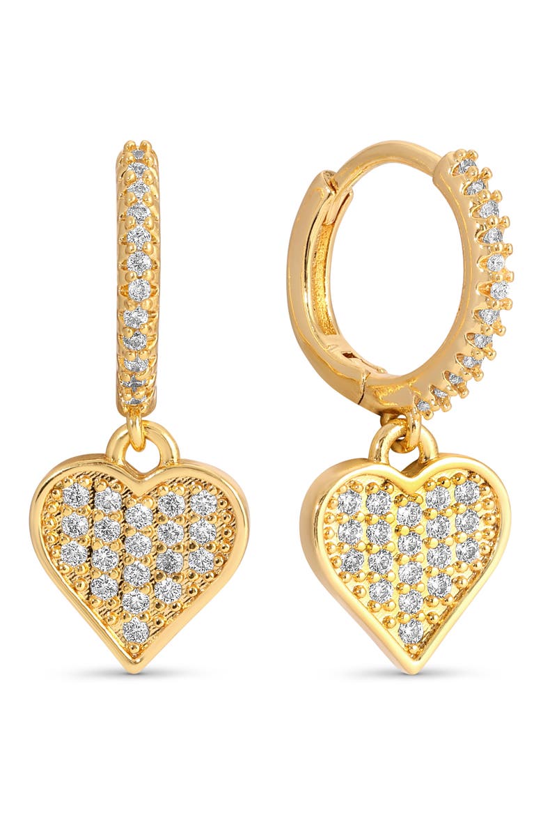 Audrey Set of 3 Cubic Zirconia Drop Huggie Hoop Earrings, Alternate, color, GOLD