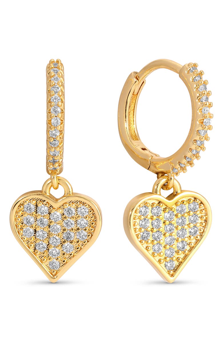 EYE CANDY LOS ANGELES Audrey Set of 3 Cubic Zirconia Drop Huggie Hoop Earrings, Alternate, color, Gold