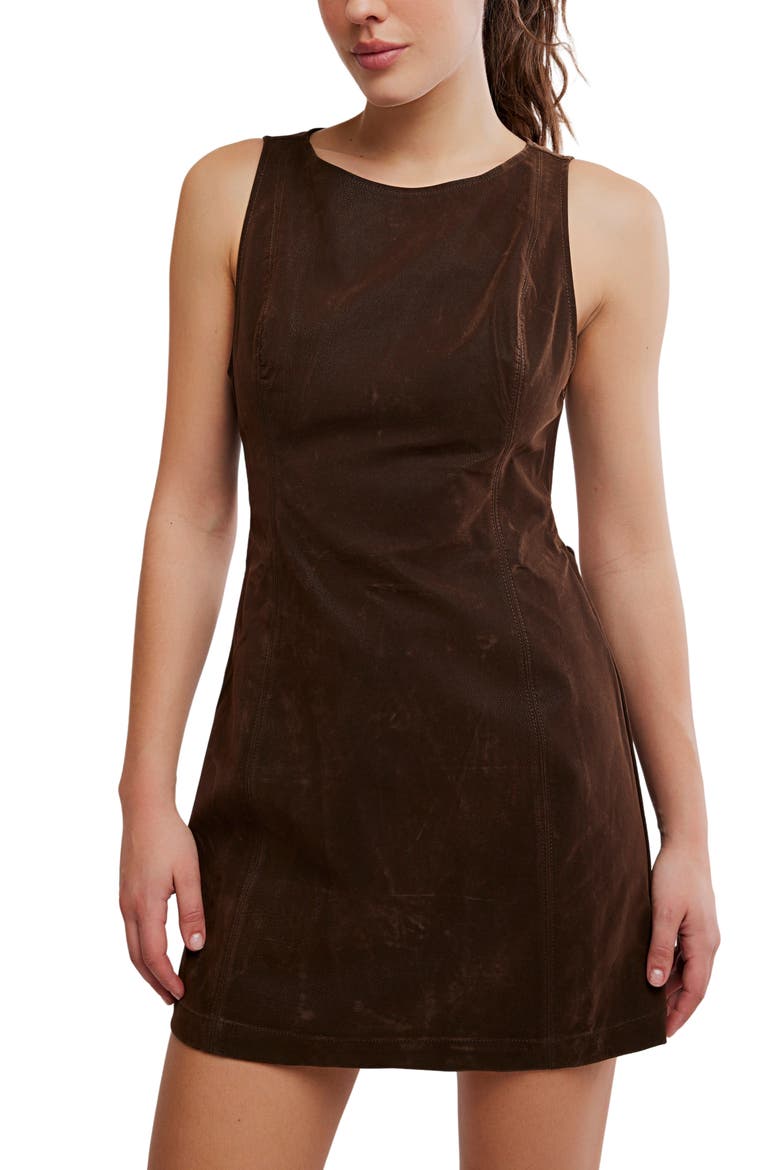 Atlas Cutout Faux Suede Minidress, Alternate, color, CHOCOLATE BROWN