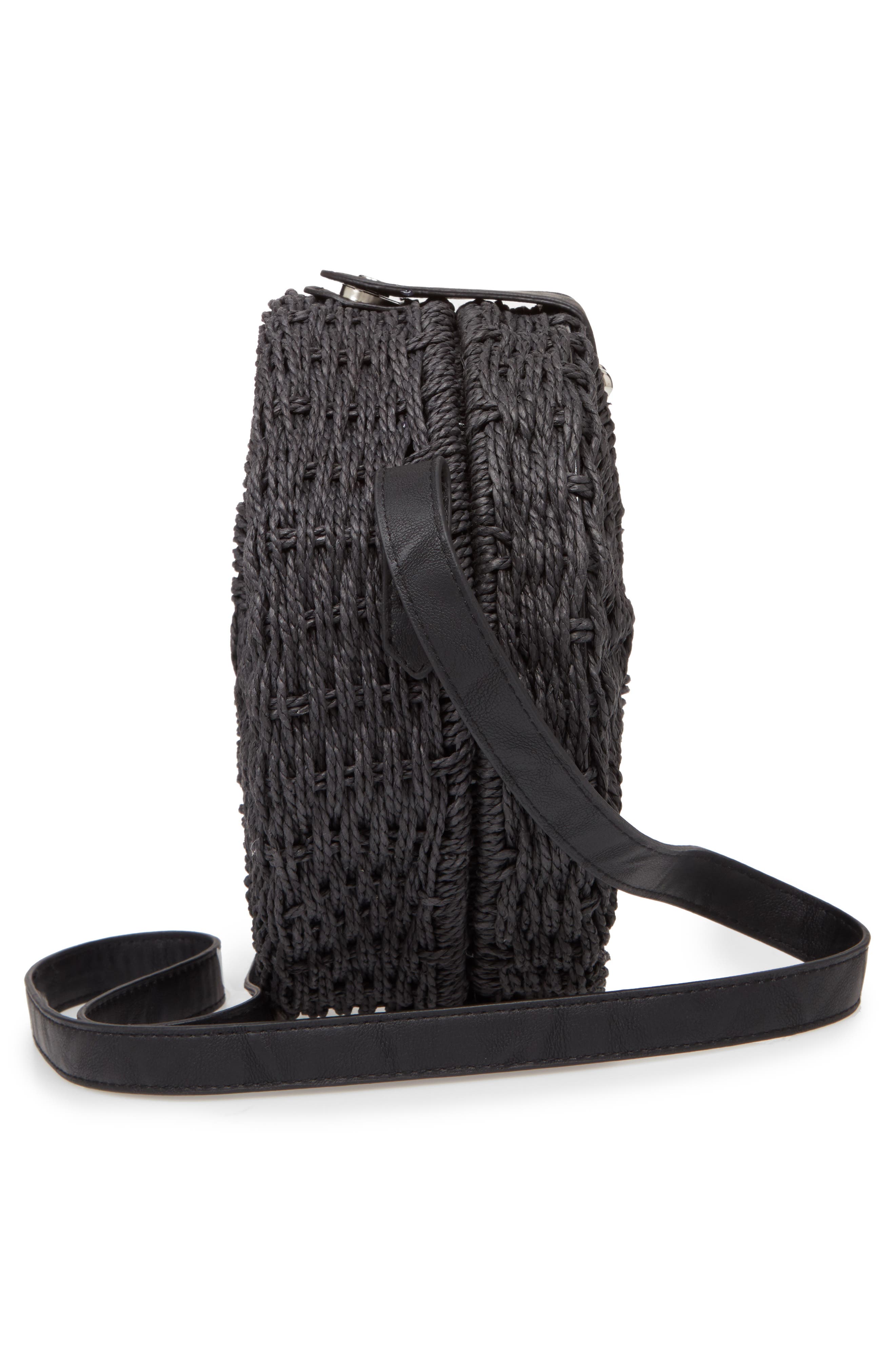 Barbar Straw Crossbody Bag, Alternate, color, BLACK