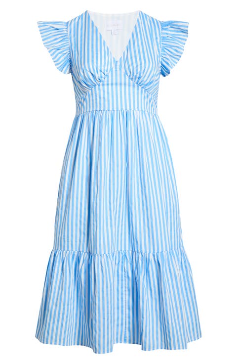 Saida Stripe Ruffle Midi Dress (Plus)