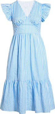 SUGARLIPS Saida Stripe Ruffle Midi Dress