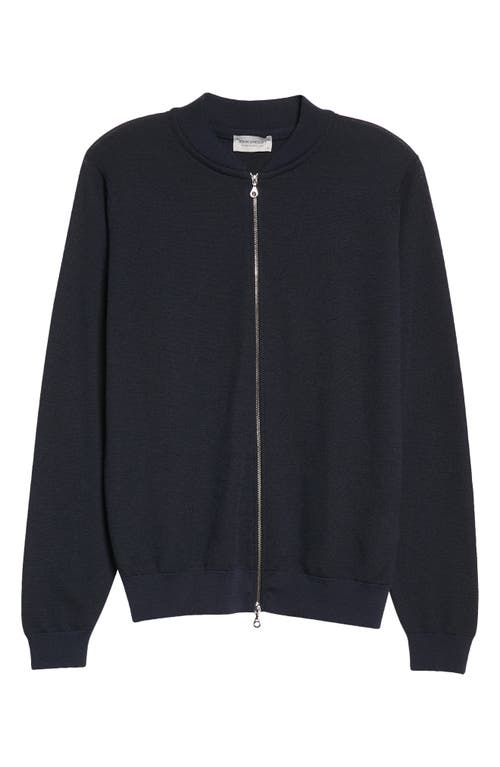 John Smedley Singular Full Zip Wool Sweater In Blue