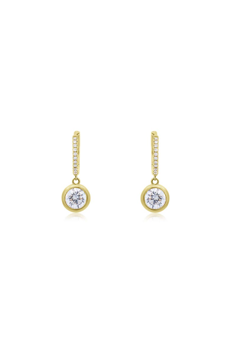 Lab Grown Diamond Round Bezel Drop Earrings, Alternate, color, 14K Yellow Gold