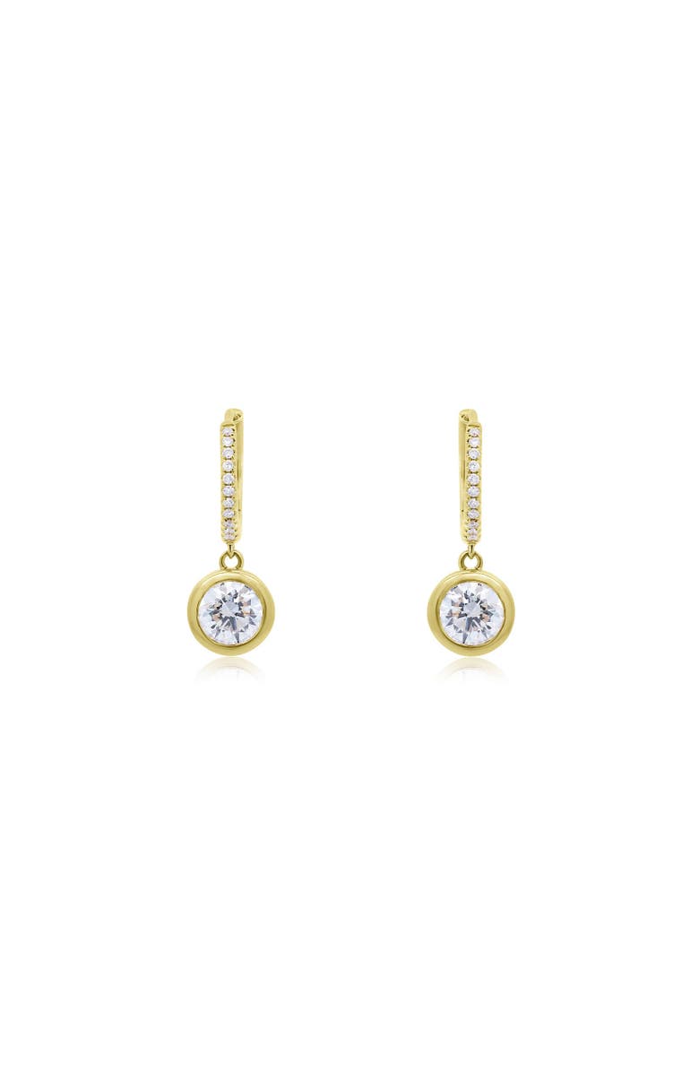 The Lovery Fine Jewelry Lab Grown Diamond Round Bezel Drop Earrings, Alternate, color, 14K Yellow Gold
