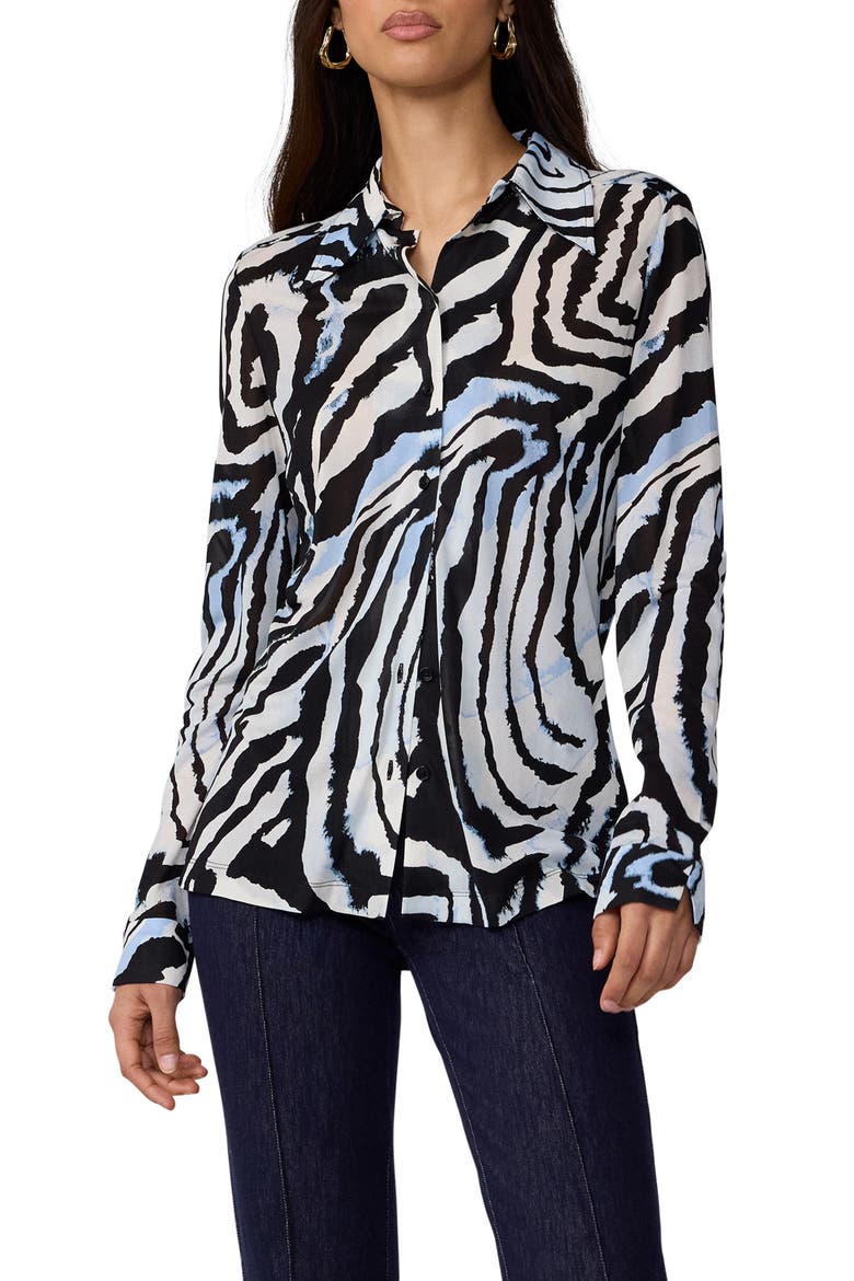 Perfect Zebra Print Button-Up Shirt, Main, color, ZEBRA ID BIG MIST