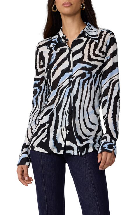 Perfect Zebra Print Button-Up Shirt