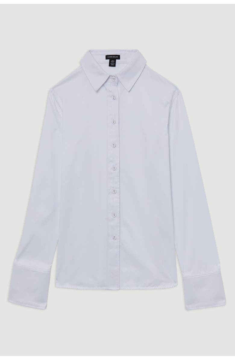 Karen Millen Cotton Woven Buttoned Shirt, Alternate, color, White