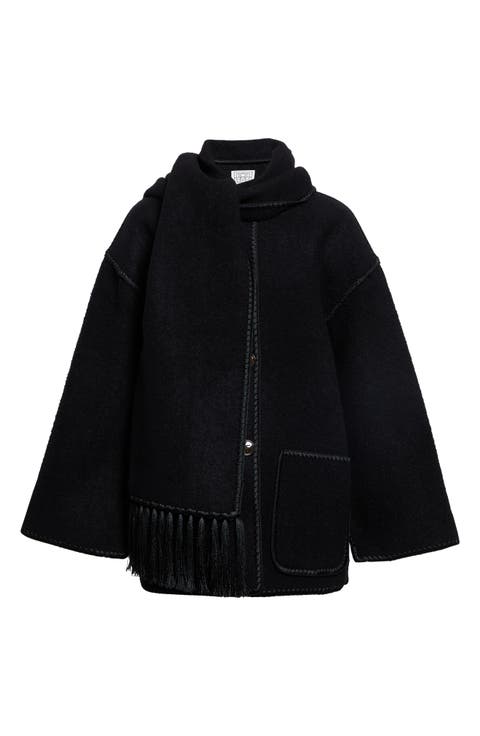 Chain Stitch Wool Blend Scarf Jacket