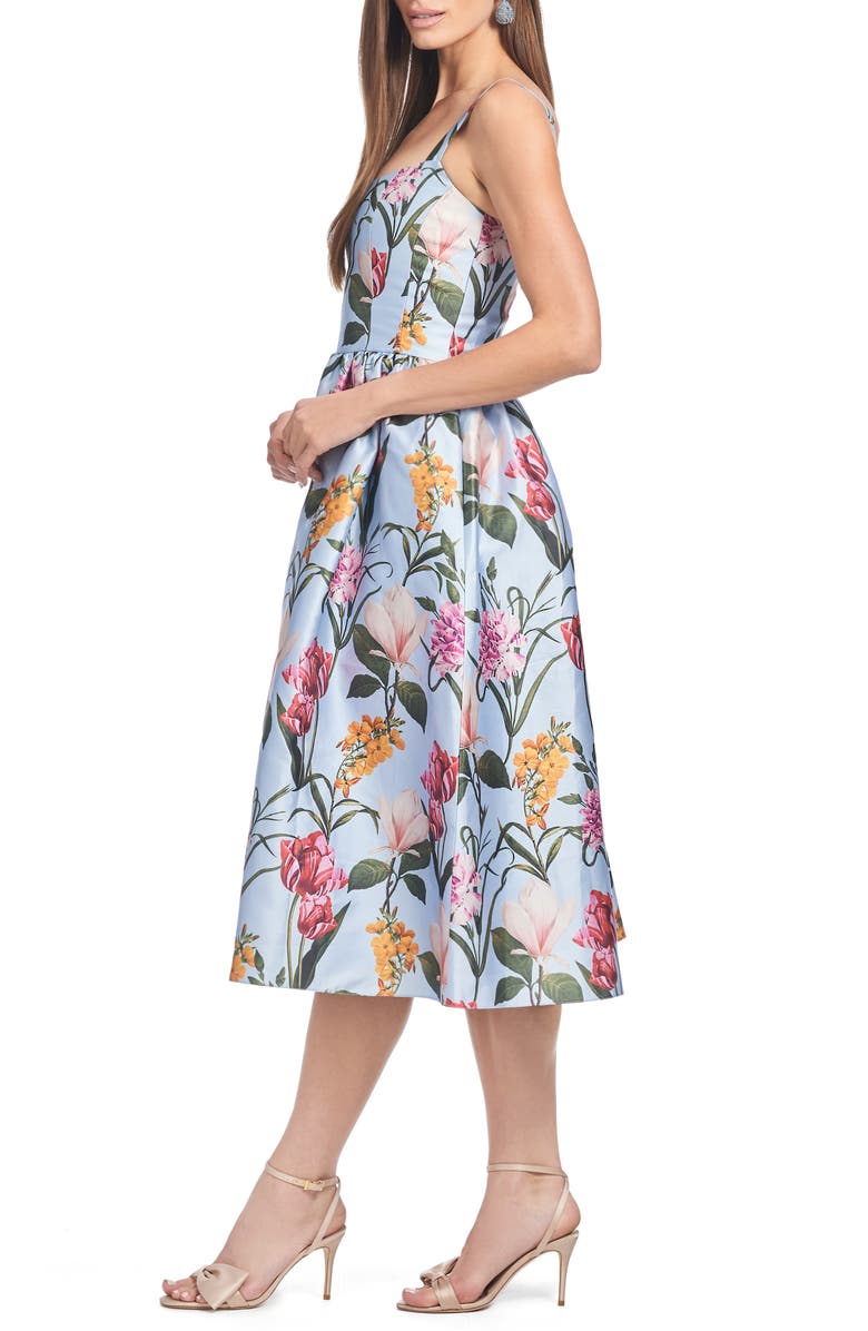 Sachin & Babi Olena Floral Mikado Cocktail Dress, Alternate, color, Glacial Blue Blossoms