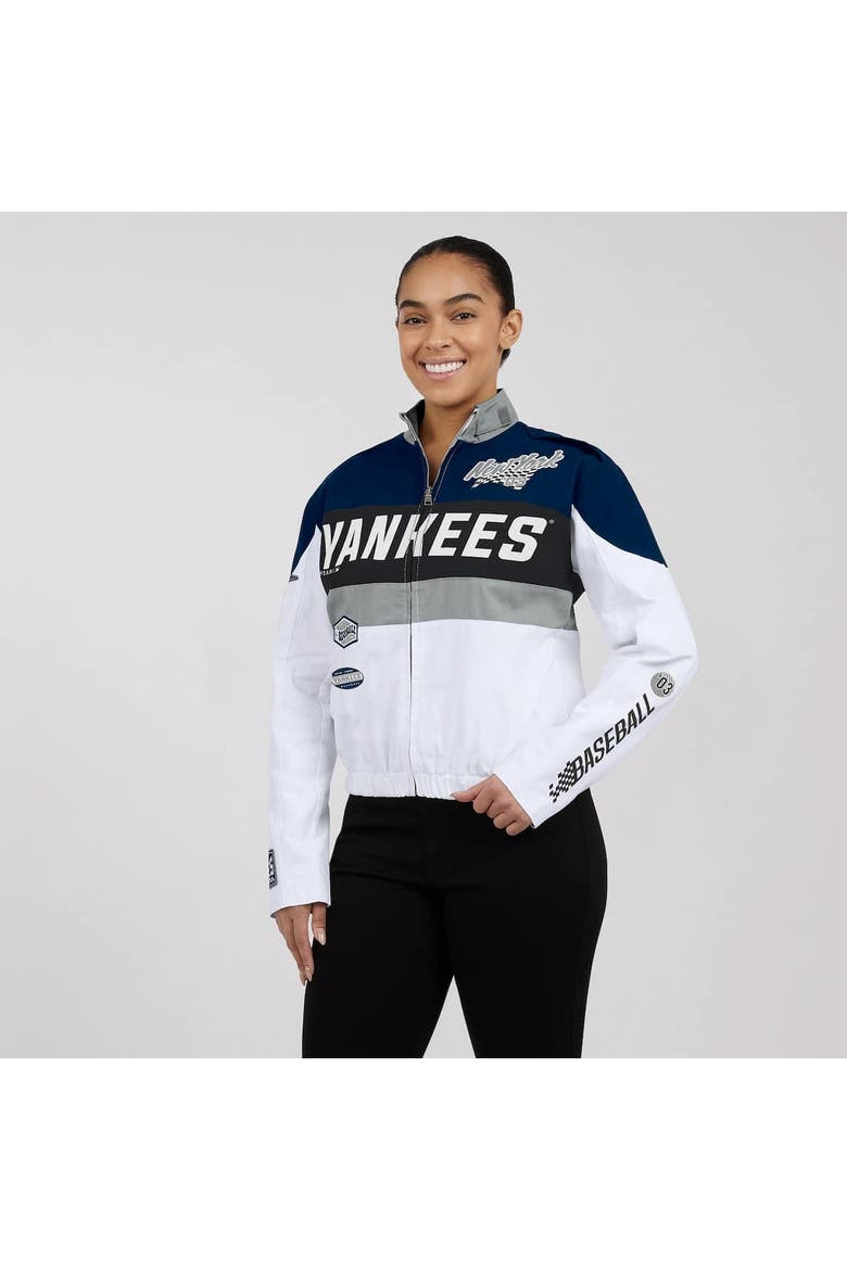 Women's WEAR by Erin Andrews  Navy/White New York Yankees Racing Full-Zip Jacket, Alternate, color, Navy