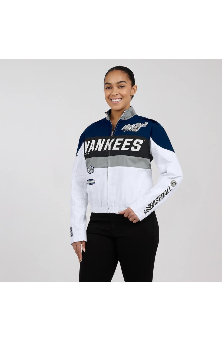WEAR by Erin Andrews Women's WEAR by Erin Andrews  Navy/White New York Yankees Racing Full-Zip Jacket, Alternate, color, Navy