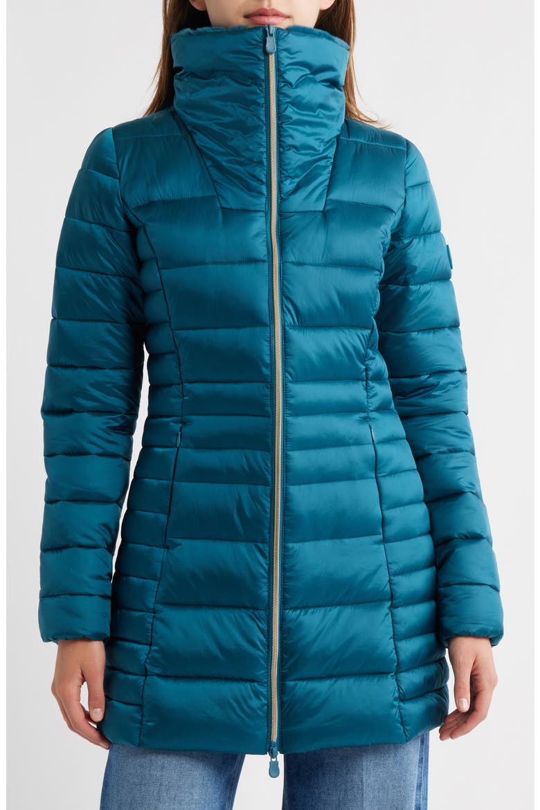 Caroline Water Repellent Satin Puffer Jacket, Alternate, color, HORIZON BLUE
