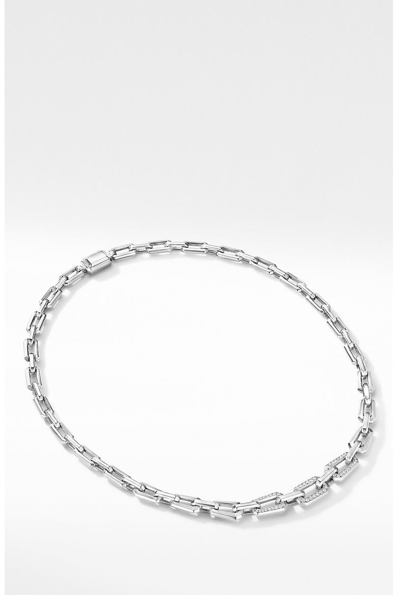 Novella Chain Necklace with Pavé Diamonds, Alternate, color, SILVER/ DIAMOND