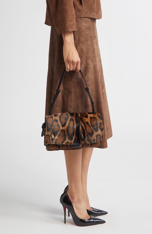 Christian Louboutin Baggy Small Gathered Leopard-print Calf Hair Shoulder Bag In Brown