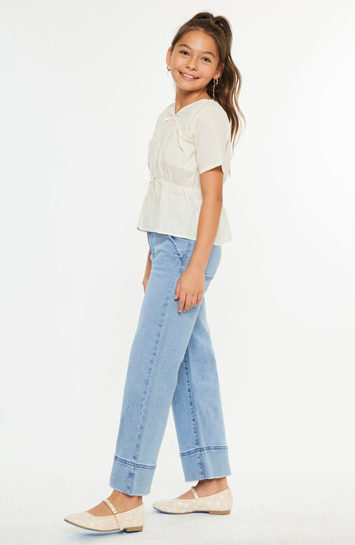 Kancan Darla High Rise Cropped Wide Jeans In Blue
