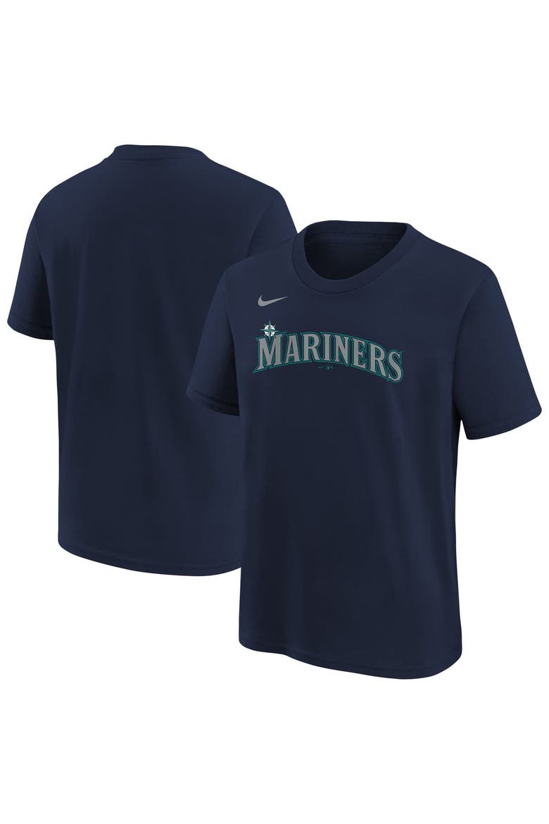 Youth Nike  Athletic Navy Seattle Mariners Wordmark T-Shirt, Main, color, Athletic Navy