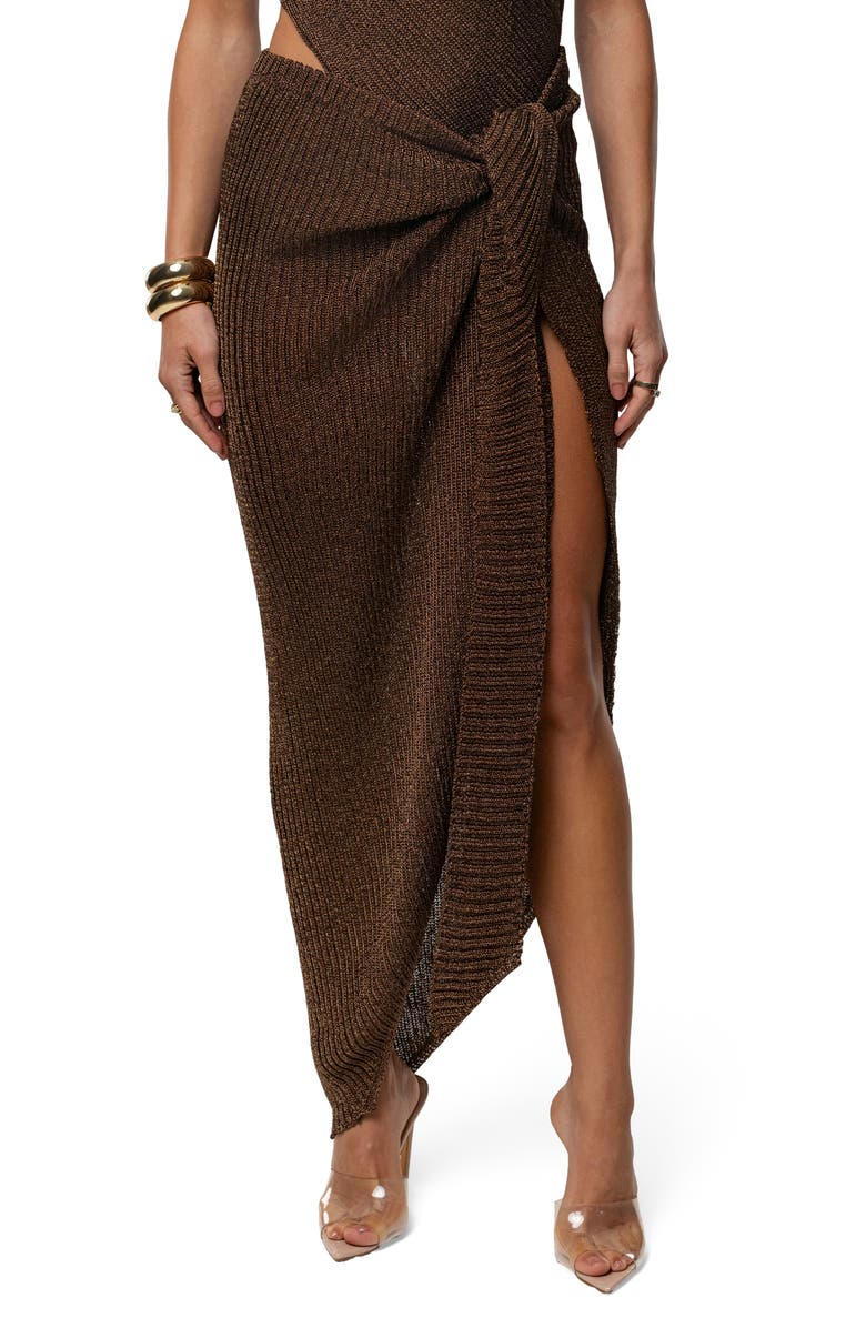 JLUXLABEL Sunlit Twist Sarong Maxi Skirt, Main, color, Bronze