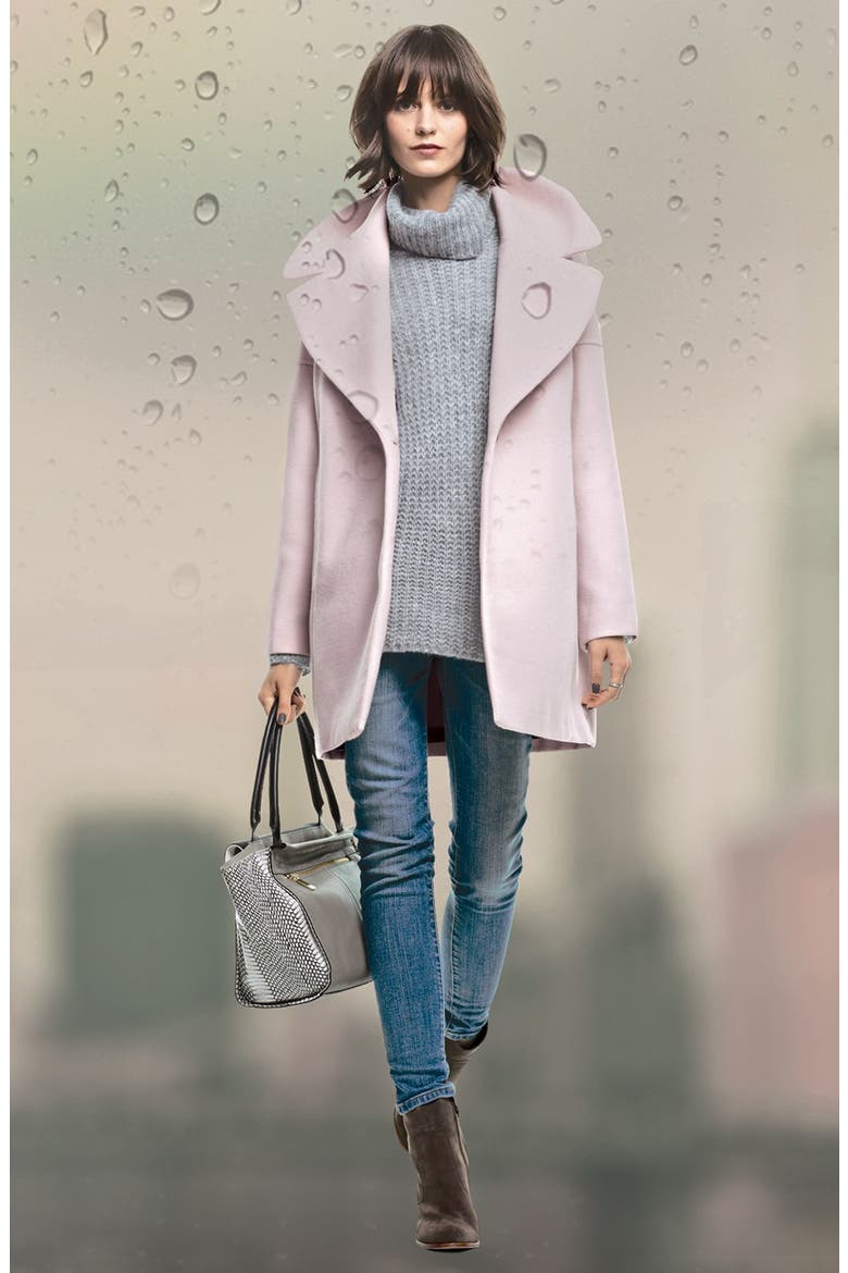 Oversize Collar Boyfriend Coat, Alternate, color, PINK