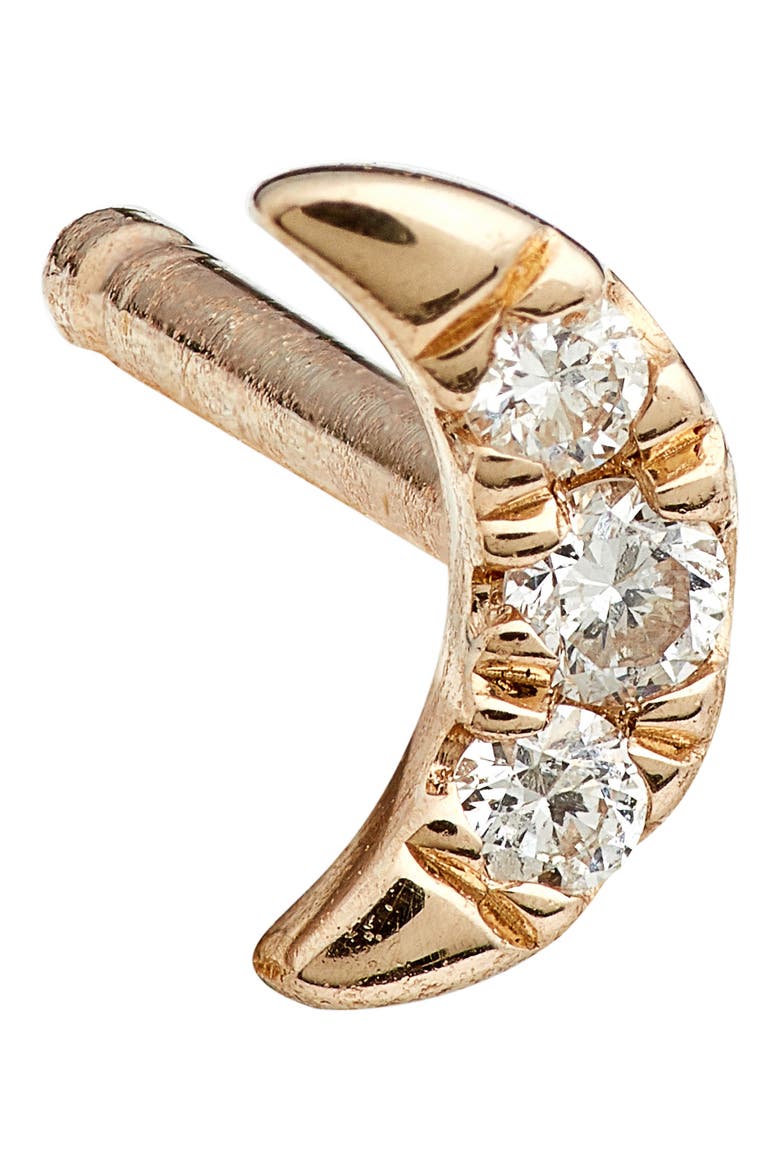 Mini Crescent Moon Diamond Stud Earrings, Alternate, color, YELLOW GOLD/ DIAMOND