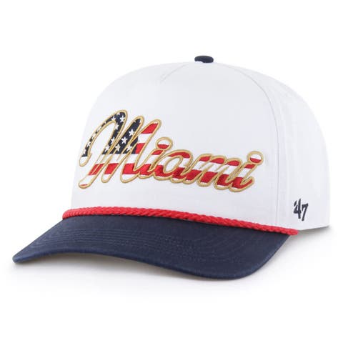 Men's '47 White Miami Dolphins Patriotic Overhand Hitch Adjustable Hat