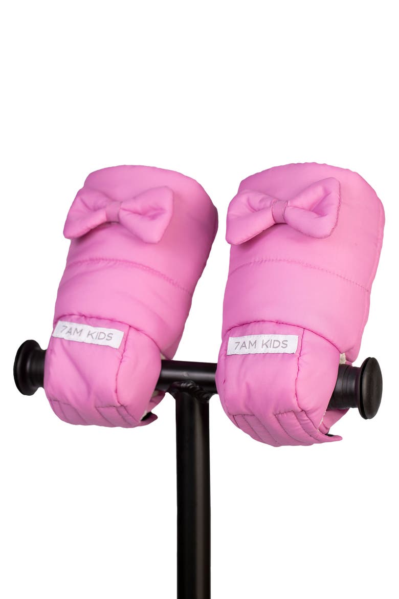 Warmmuffs Water Repellent Muffs, Alternate, color, HOT PINK BOWS