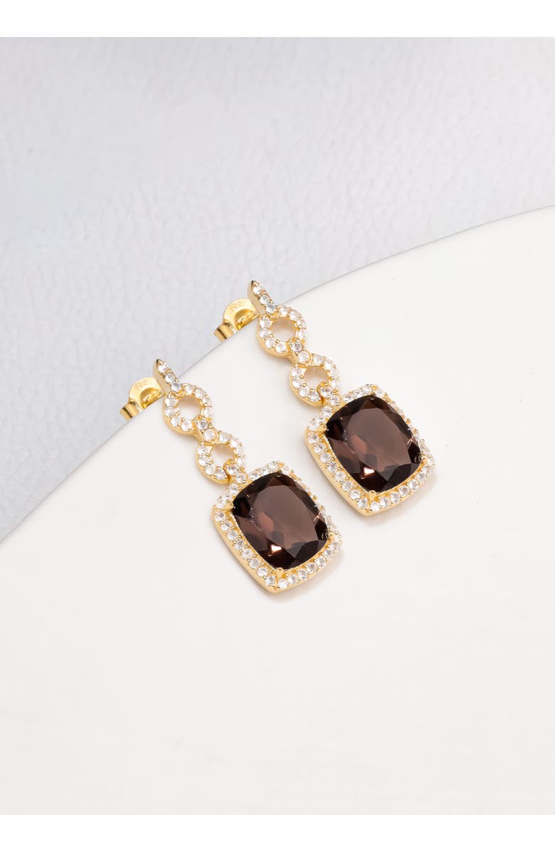 YS GEMS Halo Drop Earrings, Alternate, color, Brown