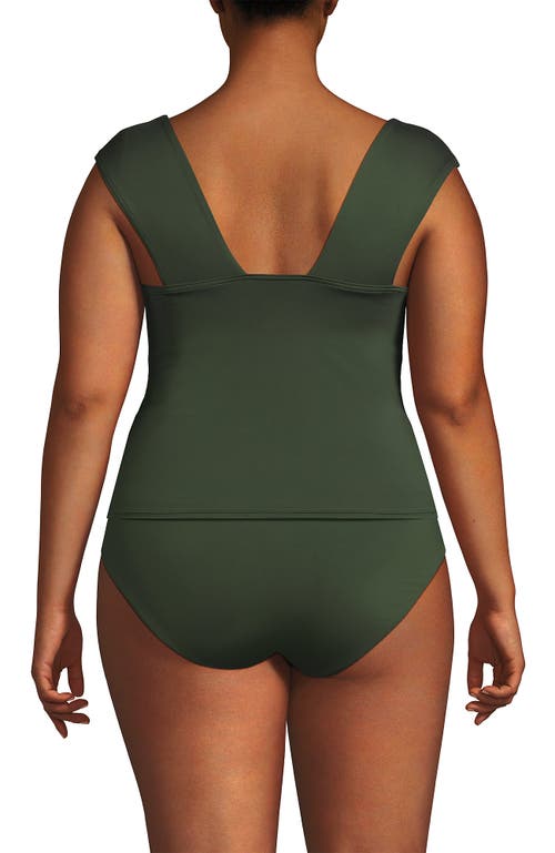 Lands' End Womens Square Neck Underwire Square Back Tankini Swimsuit Top In Rich Olive Green