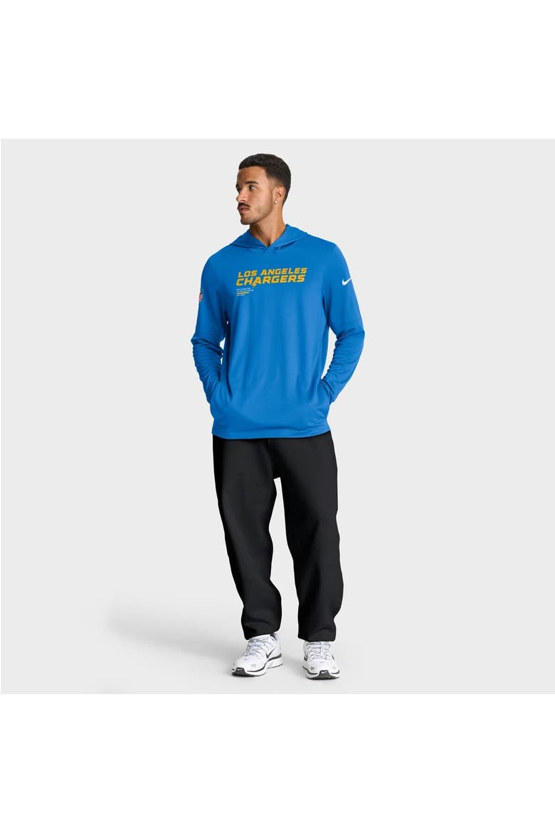 Men's Nike Powder Blue Los Angeles Chargers Sideline Pure Fury Dri-FIT Long Sleeve Hoodie T-Shirt, Alternate, color, Powder Blue