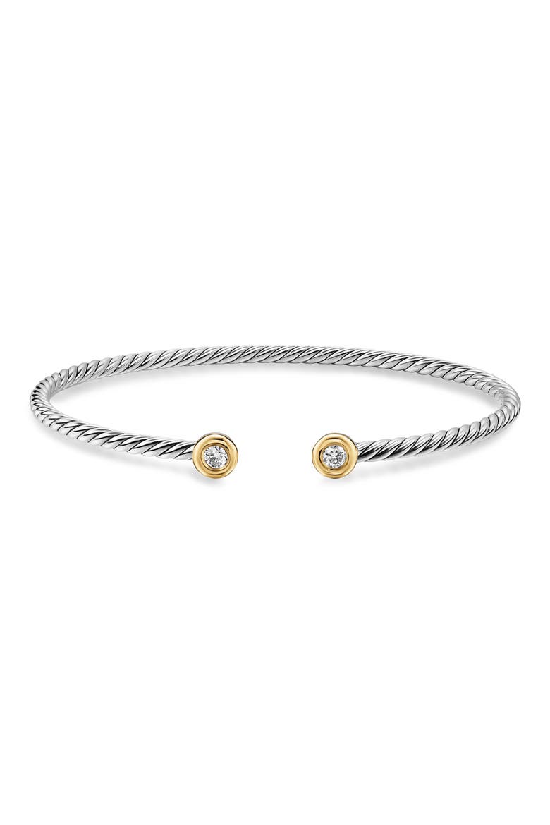 Micro Cable Flex Cuff Bracelet with Diamonds, Alternate, color, SILVER PAVE