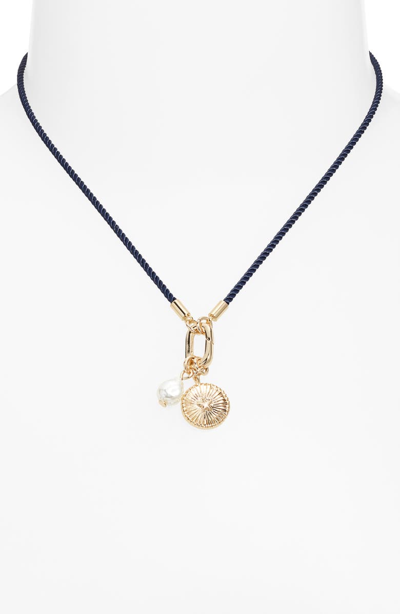 Nordstrom Faux Pearl Charm Cord Necklace, Alternate, color,