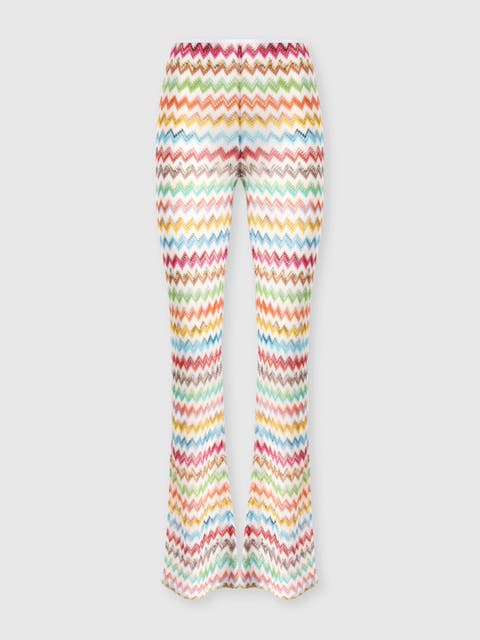 Flared Pants In Lamé Viscose With Micro Zigzag Pattern