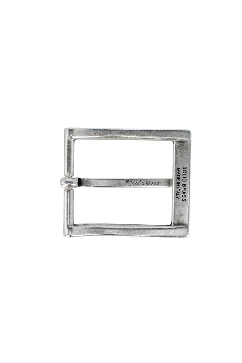 35mm Solid Brass Italian Classic Arched Rectangular Harness Belt Buckle, Alternate, color, English Silver
