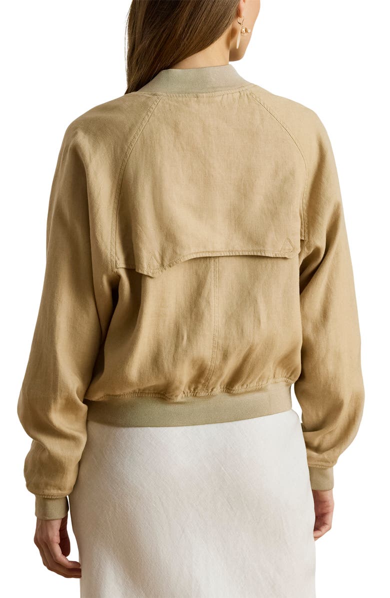 Lauren Ralph Lauren Linen Flight Jacket, Alternate, color, Birch Beige