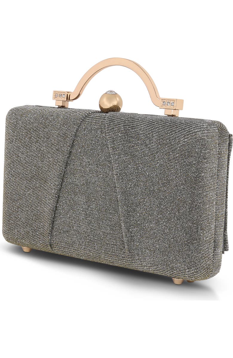 Jewel Badgley Mischka Lara Sparkle Jacquard Minaudiere with Outer Pocket, Alternate, color, Silvergold