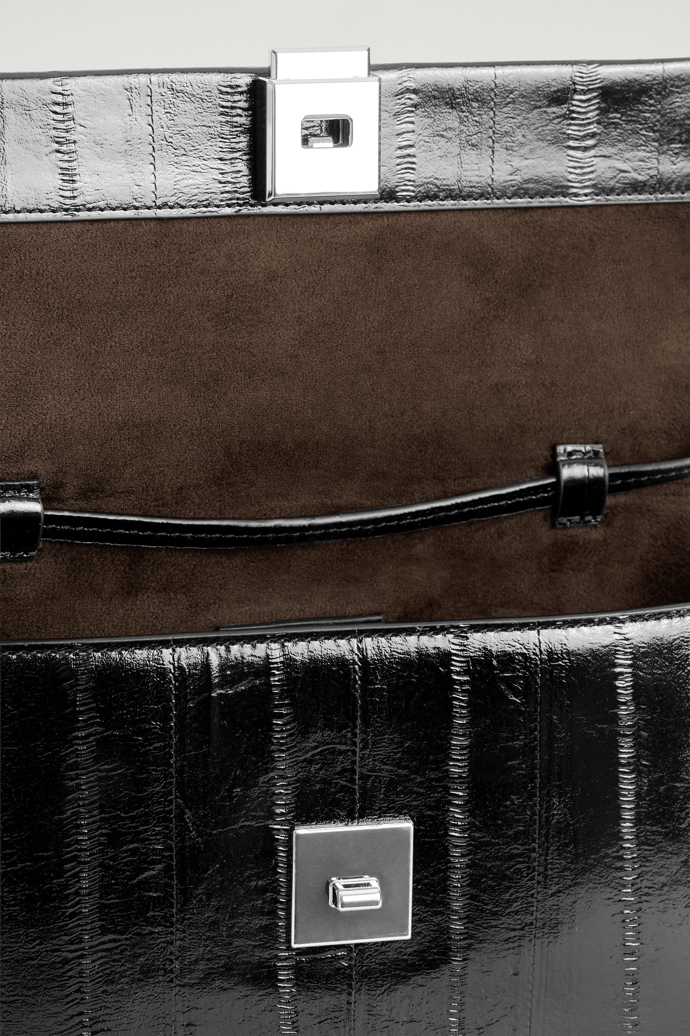 Parquet Shoulder Bag - Eel-effect Leather, Alternate, color, BLACK / EEL EFFECT