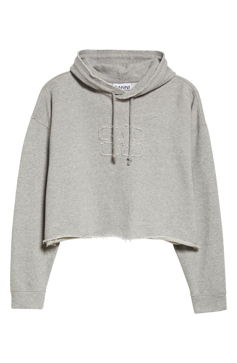 Ganni Isoli Oversize Organic Cotton Crop Hoodie, Alternate, color, 