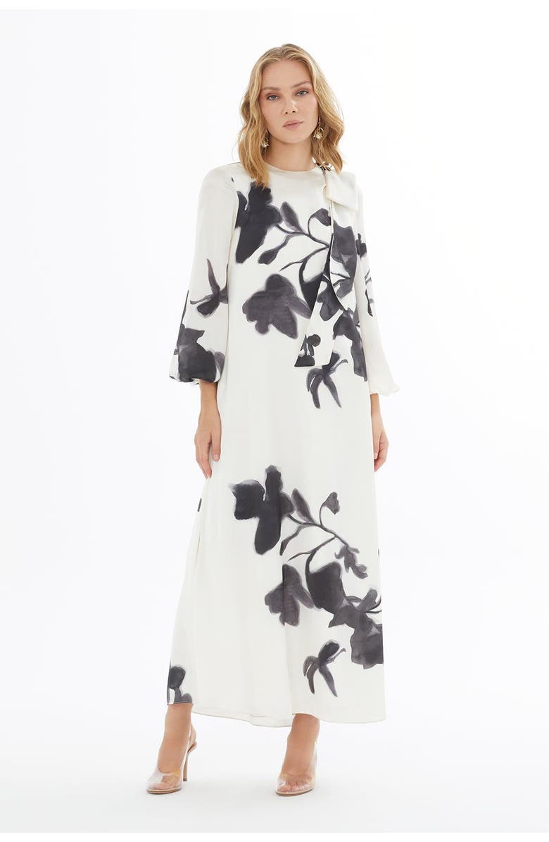 Gizia Ruffled Dress with Back Button Closure, Alternate, color, Black