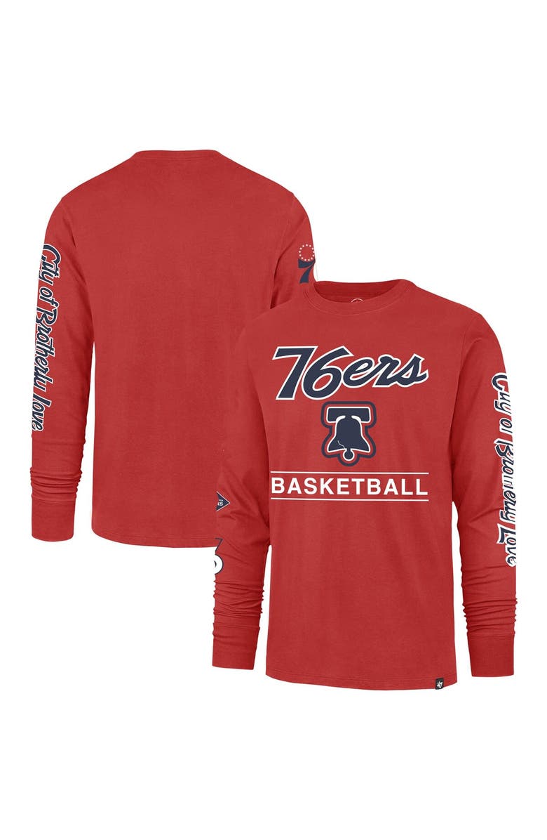 '47 Men's '47 Red Philadelphia 76ers 2023/24 City Edition Triplet Franklin Long Sleeve T-Shirt, Main, color, 