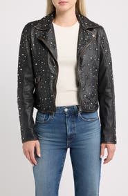 MAURITIUS Roxanne Studded Leather Moto Jacket