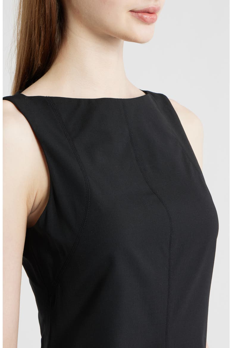 Stretch Wool Boat Neck Minidress, Alternate, color, BLACK