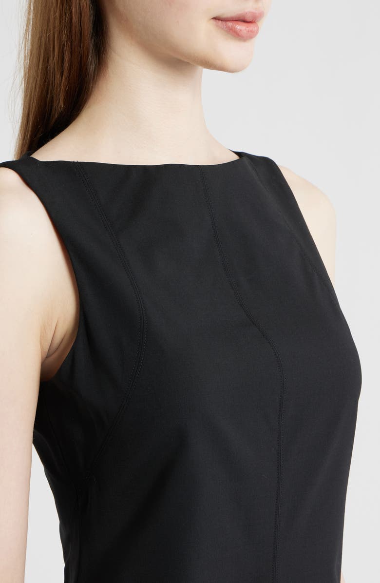 Theory Stretch Wool Boat Neck Minidress, Alternate, color, Black