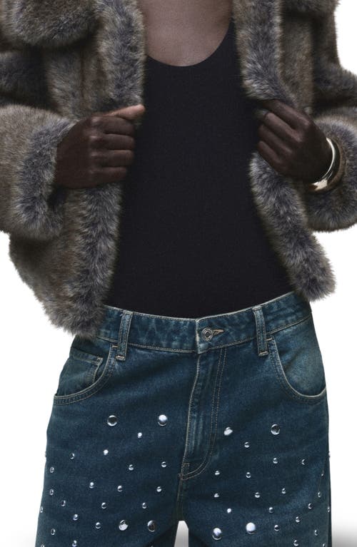 Mango Stud Accent Straight Leg Jeans In Blue