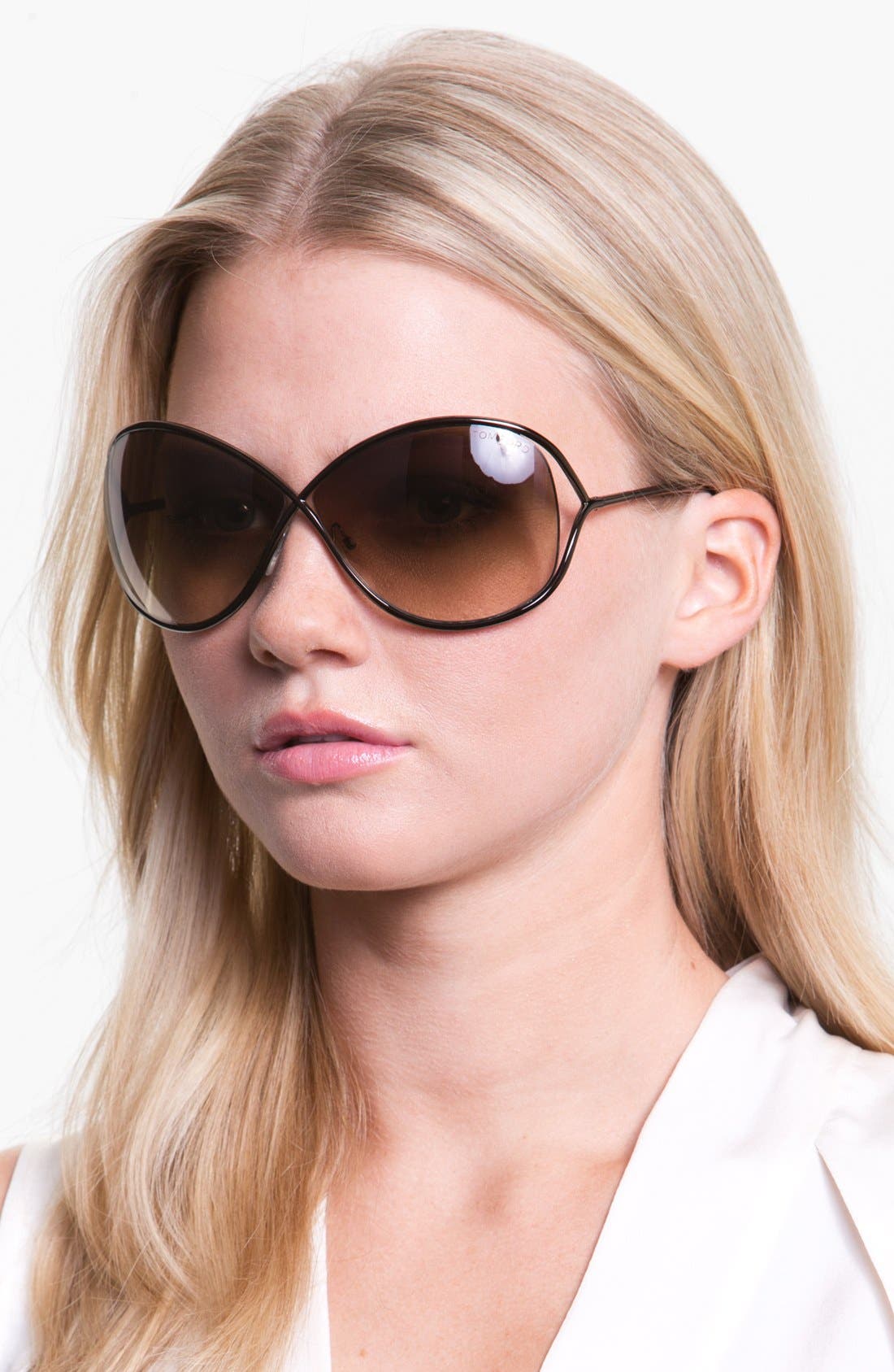 TOM FORD Miranda 68mm Open Temple Oversize Metal Sunglasses (Women