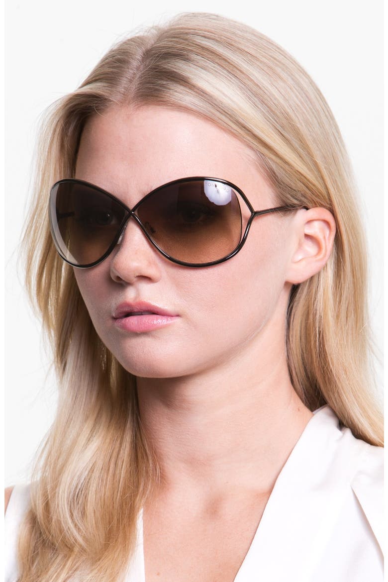 Miranda 68mm Open Temple Oversize Metal Sunglasses, Alternate, color, BRONZE