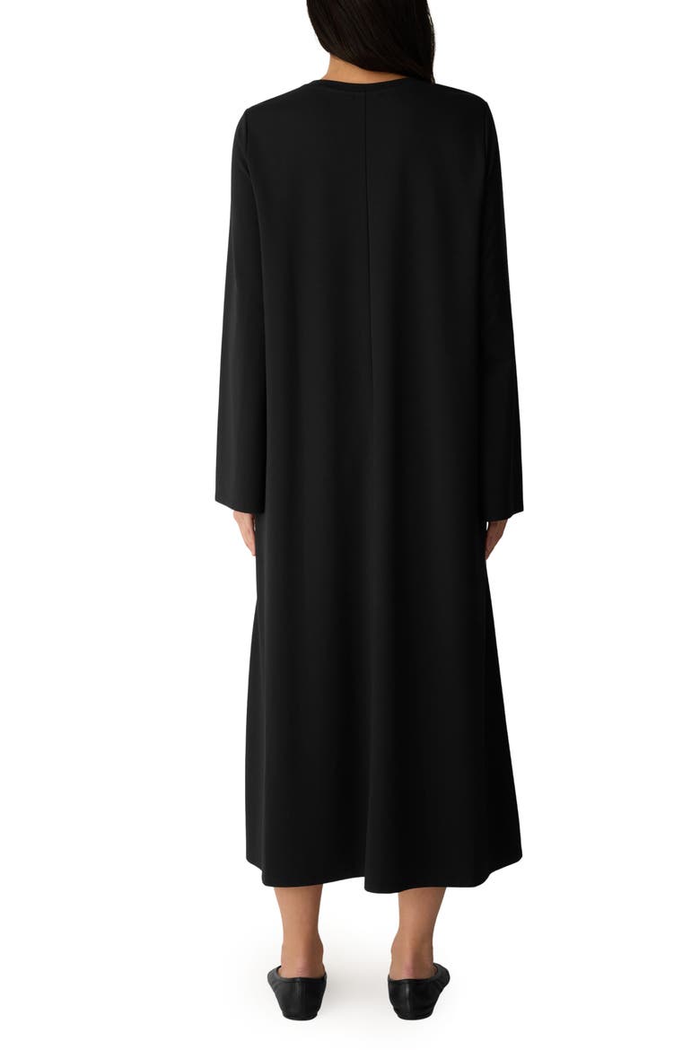 Crewneck Long Sleeve Midi Dress, Alternate, color, BLACK