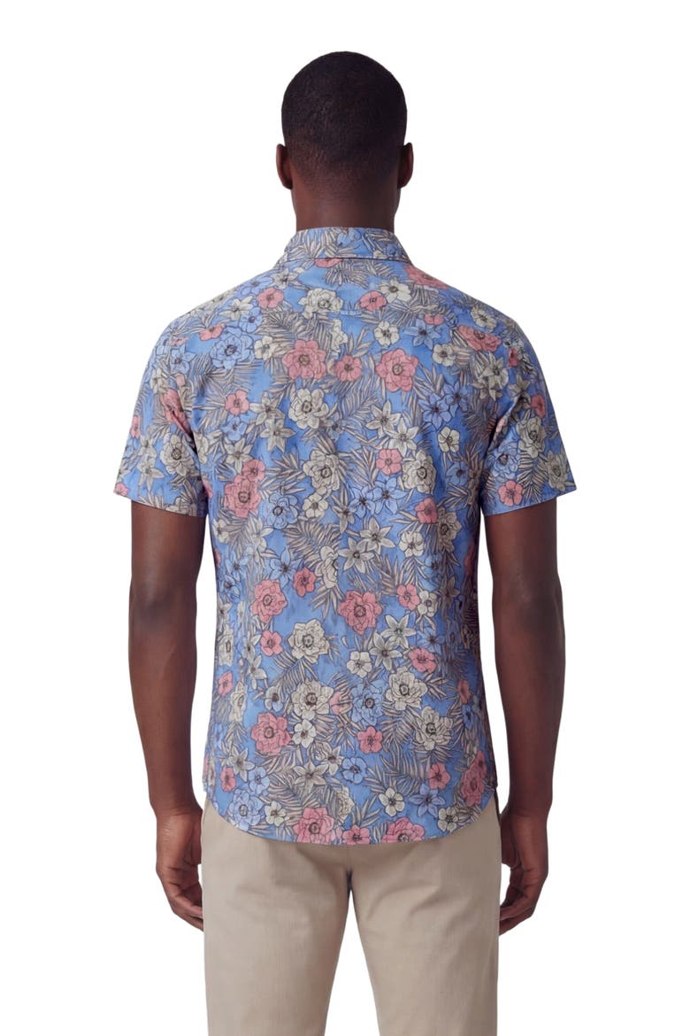 Tropical Mix Mens Printed Button Up Shirt, Alternate, color, TROPICAL MIX ROYAL