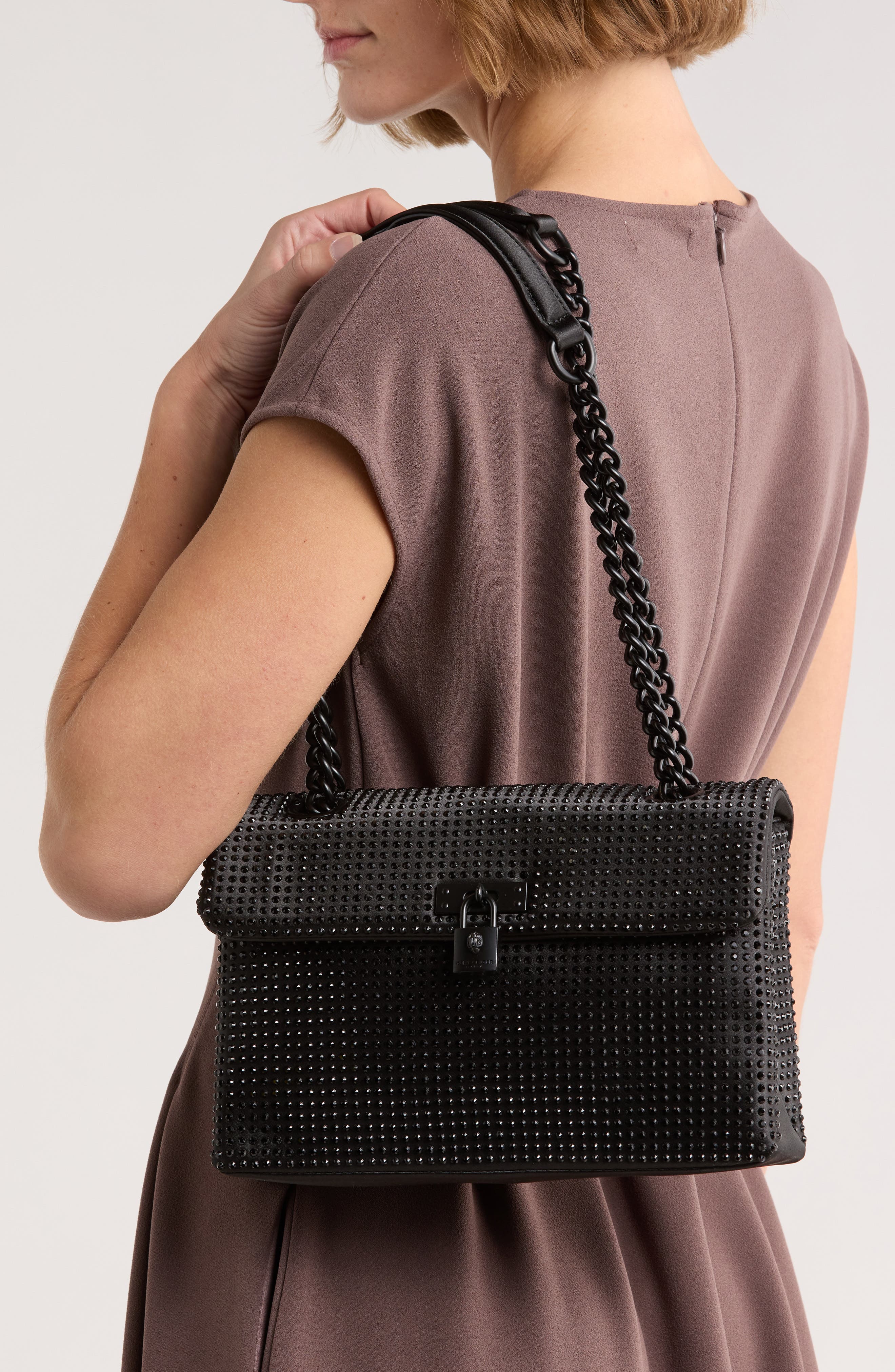 Kurt Geiger London Rhinestone Brixton Shoulder Bag, Alternate, color, Black