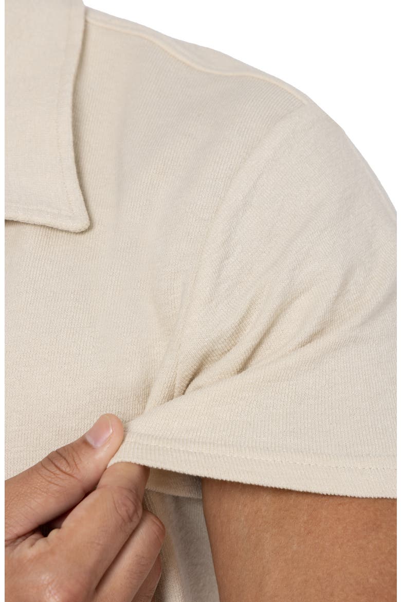 Relaxed Cotton & Hemp Button-Down Polo, Alternate, color, STONE