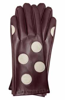 Polka Dot Tech Faux Leather Gloves